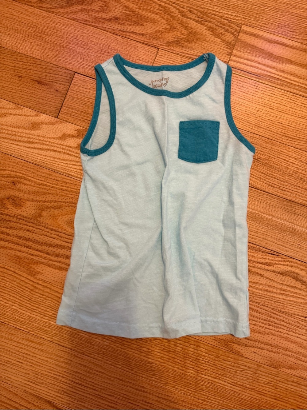 jumping beans Light Aqua Tank with Teal Trim and Pocket